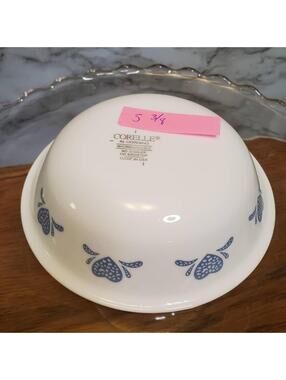 Blue hearts, fruit dessert bowl, Vintage Corelle dinnerware, spongeware, corning